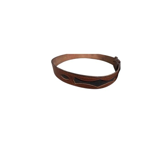 Tooled Brown Leather Belt – Size 38  Genuine cowhide leather belt - Picture 4 of 16
